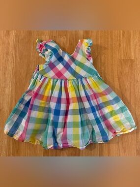 EUC Mayoral Baby Girl Rainbow Madras Check/Gingham Dress - Multi Colored - 9m
